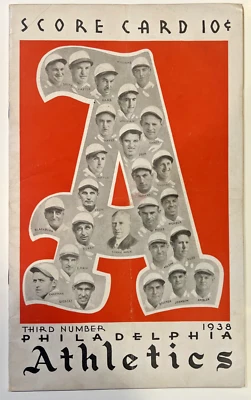 1938 Philadelphia Athletics vs. St. Louis Scorecard - Scored - NICE PIECE! - Image 1 of 4