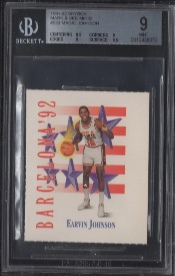 BGS 9 w/9.5 MAGIC JOHNSON 1991-92 Skybox Mark & See Minis #533 Team USA MINT - Image 1 of 1