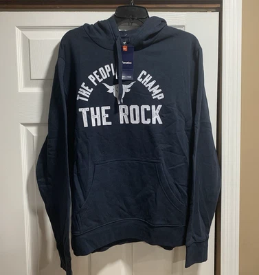 Fanatics The Rock Sweatshirt Hoodie Mens sz L navy blue WWE Wrestling WWF NWT - Image 1 of 4