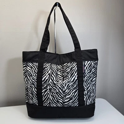 JanSport Zebra Print Tote Bag Large Animal Print Laptop Travel Work School Retro - Image 1 of 4