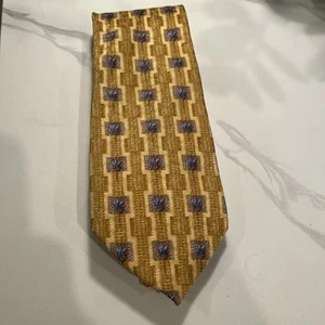 EUC Ermenegildo Zegna DISEGNO EXCLUSIVO Tie Gold & Blue Floral Pattern MSRP $195 - Picture 1 of 18