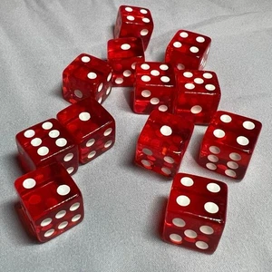 Set of 12 Red - White Translucent Dice 16mm Standard Game Dice - Picture 1 of 4