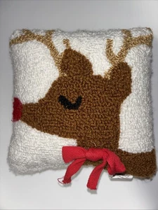 Mud Pie Rudolph el reno nariz roja almohada pequeña Navidad - Imagen 1 de 6