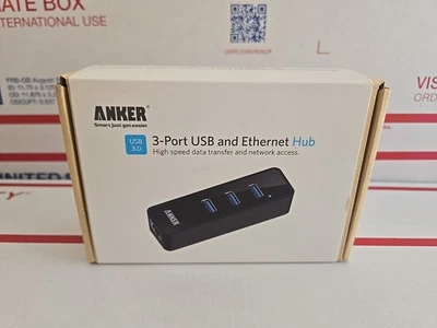 Anker 3-Port USB and Ethernet Hub - Model AH212, NEW - Image 1 of 4