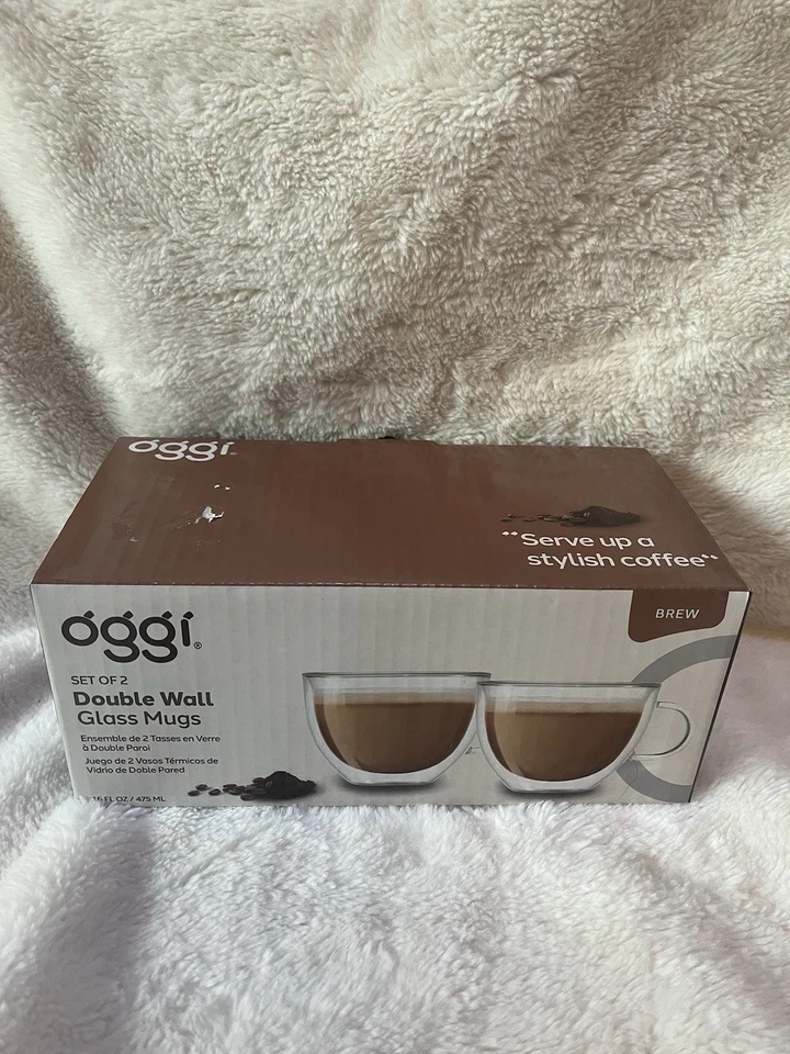 Juego de tazas de vidrio de doble pared Oggi de 2 quilates Foto 1 de 1