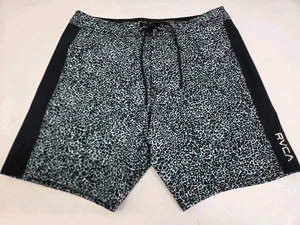 RVCA VA Herren Boardshorts Gesäßtasche Reißverschluss Kordelzug grün/schwarz/weiß 33/8" #7805 - Bild 1 von 10