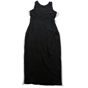Lululemon Womens Black Sleeveless Ribbed Dress Built In Bra Keyhole Midi Sz 4 - Picture 1 of 16
