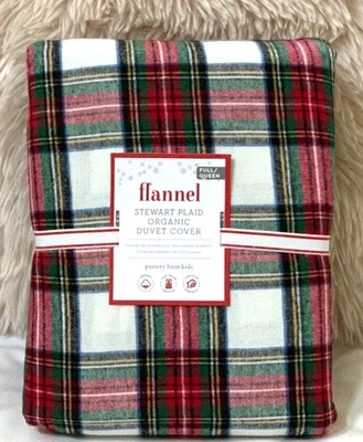 NWT Pottery Barn Kids Flannel Stewart Plaid Organic Duvet Cover -Full/Queen - Image 1 of 4