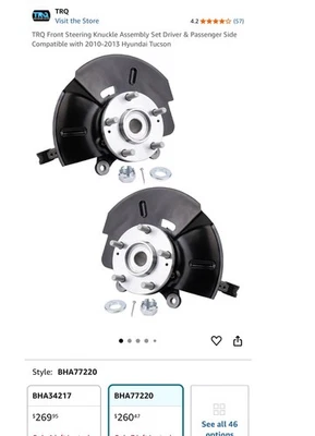 Juego de nudillos de dirección delantera TRQ lado conductor y pasajero Hyundai Tucson 2010-2013 Foto 1 de 4