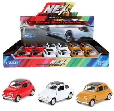 WELLY MODELLINO AUTO 1957 FIAT NUOVA 500 10,5CM PULL BACK 4COLORI DIE-CAST METAL - Immagine 1 di 3