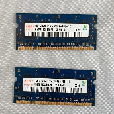2 Hynix 1GB DDR2 SODIMM MacBook Laptop Memory RAM Modules 2Rx16 PC2-6400S-666-12 - Image 1 of 3