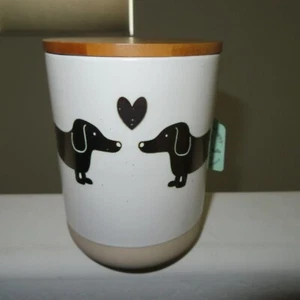 Harvest Green Studio Dachshund Canister Jar Lid Bronze Stoneware 6-3/4" H x 5"W - Picture 1 of 14