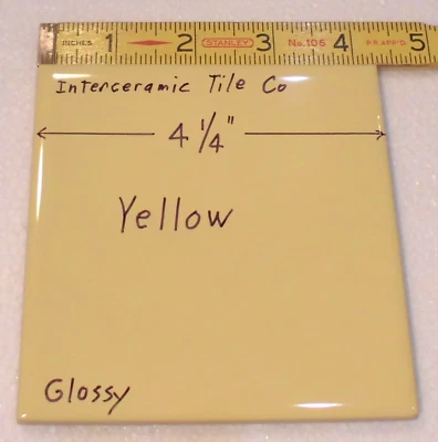 1 pc. Amarillo brillante: azulejo de cerámica de 4-1/4" de The Interceramic Tile Co. Nuevo stock Foto 1 de 4