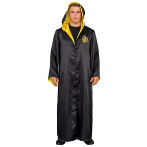 Adult Unisex Harry Potter Movie Hufflepuff House Halloween Costume Robe w/ Hood - Picture 1 of 12