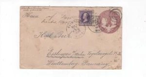 Cover, Clinton, Massachusetts to Esslingen, Germany, Scott #U349 & 221; 1895 - Picture 1 of 1