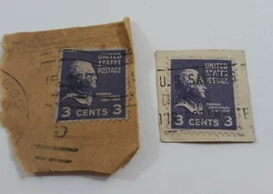 Lot 2 Vintage Rare 1932 Violet Thomas Jefferson 3 Cent US Postage Stamp Antique - Picture 1 of 4