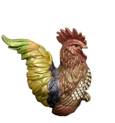 Caja de baratijas Rucinni Gallo Cristal Swarovski Tapa con bisagras Cierre magnético Esmalte Foto 1 de 4