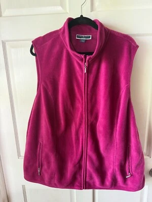 Karen Scott Womens Sport Fleece Vest 2X Pink Full Zip Pockets - Image 1 of 3