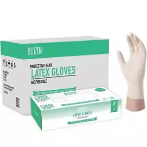BLUZEN Disposable Latex Gloves Premium Extra Strong Powder Free havy Duty 100 pc - Picture 1 of 8