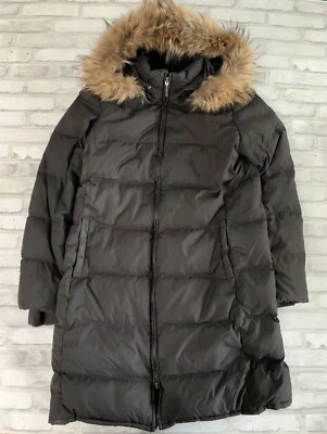 Abrigo acolchado VINCE DOWN ribete de piel de gran tamaño con capucha talla grande negro Foto 1 de 4