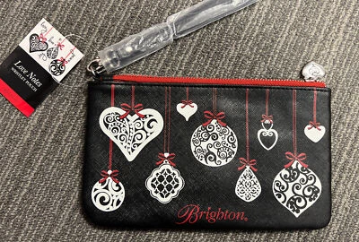 НОВЫЙ С ЯРЛЫКАМИ BRIGHTON ~ ЛЮБОВЬ ЗАМЕТКИ ~ КОШЕЛЕК С РЕМЕШКОМ НА МОЛНИИ 8 1/2 «X 5» МЕШОЧЕК  - Изображение 1 из 2