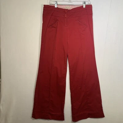 Pantalones Elevenses Mujer Pierna Ancha Talla 8 Bolsillos Rojos Y2K Clásicos Boho Chic Foto 1 de 4