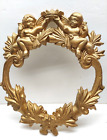 Cherub Angel Cast Iron Wall Wreath Hanging, Gold Color, Heavy Architectural