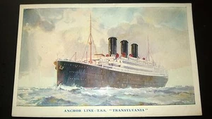 Antique Steamer Anchor Line- "T.S.S.TRANSYLVANIA" Post Card -Appr. 1905-14Unused - Picture 1 of 4