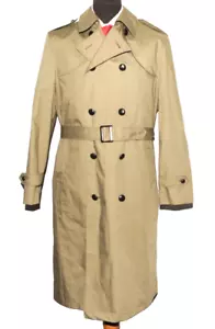 SUPERB TRESCONA GREEN BELTED REMOVABLE LINING MILITARY TRANCH RAIN COAT 42" - Picture 1 of 10