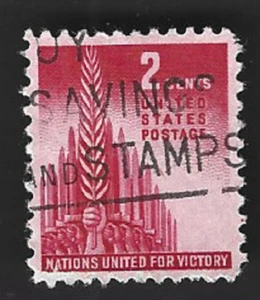Scott# 907 2c Allied Nations with slogan cancel - (A-6) - Picture 1 of 2