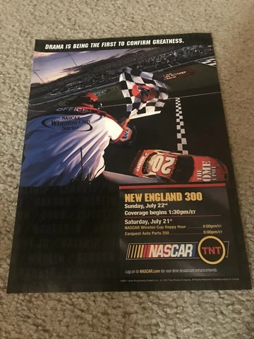 Vintage NASCAR ON TNT Poster Print Ad 2001 NEW ENGLAND 300 RACE Cover