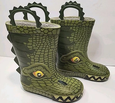 Botas de lluvia Western Chief Kids DINO impermeables forradas de piel sintética de goma talla 7/8 Foto 1 de 4