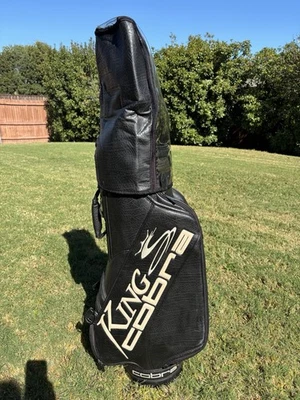 Bolsa de golf King Cobra vintage de cuero - 6 divisores negra dorada CON cubierta de lluvia Foto 1 de 4