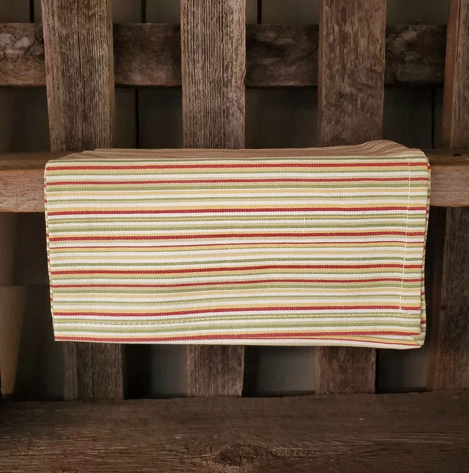 Napkins Set of 2 Park Designs Herb Garden Green yellow White Striped Cotton - Image 1 of 2