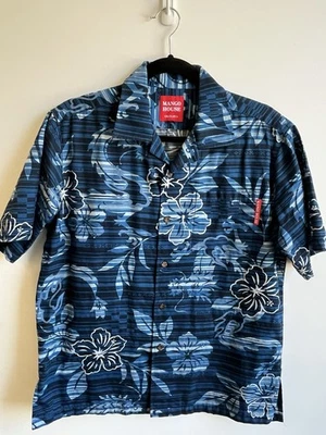 Camisa Mango House Okinawa Hawaiana Floral Hibisco Tropical Resort Azul Talla S Foto 1 de 4