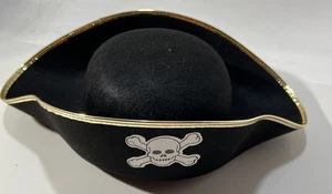Pirate Captain Hat Black Skull Crossbones Adult Cosplay Halloween Party Costume - Picture 1 of 5