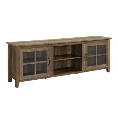 Pemberly Row 70" TV Stand with Glass Door in Rustic Oak - Image 1 of 4