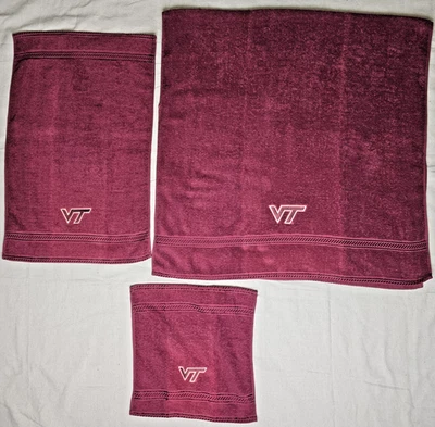 Набор полотенец Virginia Tech Hokies 3 шт. — вышитый логотип для ванны, рук и мочалки VT - Изображение 1 из 4