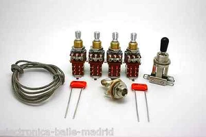 PREMIUM VINTAGE WIRING KIT PUSH/PULL SHORT SHAFT ORANGE DROP JIMMY PAGE LES PAUL - Bild 1 von 1