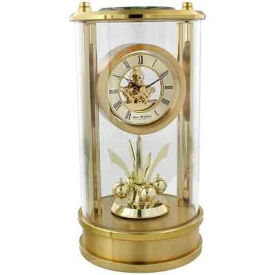 Widdop Gold Tone Skeleton Movement Cylindrical Mantel Clock Analog - Damaged Box - Image 1 of 4