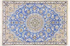 Perserteppich Nain 9LA 90x140 Handgeknüpft Blau Medaillon Orientalisch UNIKAT 10 - Picture 1 of 6