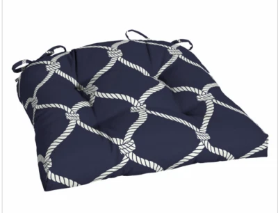 Better Homes & Gardens Outdoor Tufted  Seat Cushions Nautical Rope Navy/White -2 - Image 1 of 2