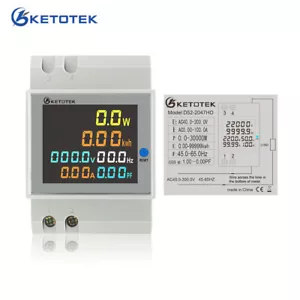 Din Rail AC Power Energy Meter Wattmeter 40-300V 100A Voltmeter Ammeter Monitor - Picture 1 of 7