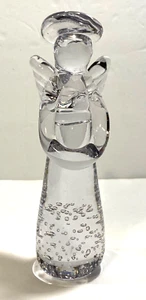 5 1/2" LEFTON 06946 KLARE MASSIVE GLAS ENGEL FIGUR MIT EINGESCHLOSSENEN BLASEN - Bild 1 von 6