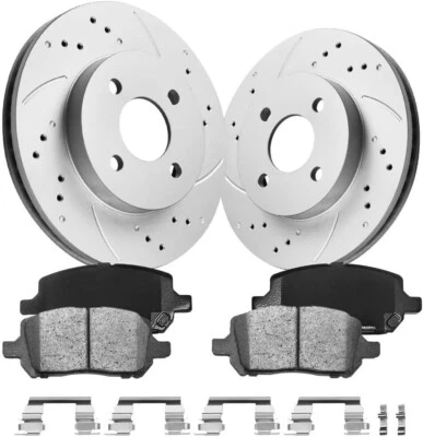 Front Drilled Rotors Brake Pads For Saturn Ion Chevrolet Cobalt Pontiac Pursuit - Image 1 of 4