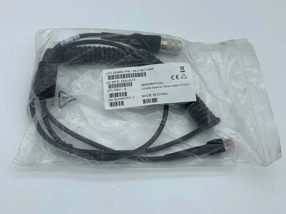 Zebra 25-71917-03R - LS3408 Scanner Serial Cable VC5090 Genuine OEM - Image 1 of 1