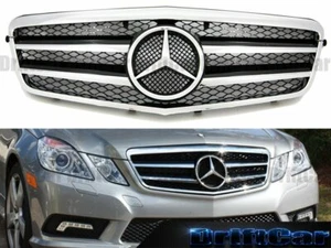Fit with 10-13 W212 E-Class Sedan Front 2 Fin Grille Chrome Black CB-A Style Set - Picture 1 of 4