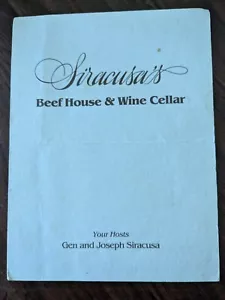 Menú vintage Siracusa Beef House restaurante Auburn NY 1987 - Imagen 1 de 4
