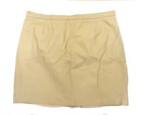Terry Lewis NWT Khaki Beige Short Leather Skirt 24P Plus - Picture 1 of 4