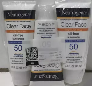 Neutrogena Clear Face Oil-Free Sunscreen SPF 50 Lot of 3 EXP 06/25-11/25 - Picture 1 of 1